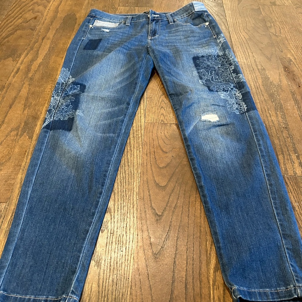 White House Black Market Blue Skinny Jeans with Patchwork